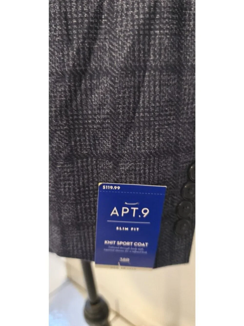 Apt. 9 Knit Sport Coat 38R Slim Fit Blue Textured Stretch Blazer NWT Men’s